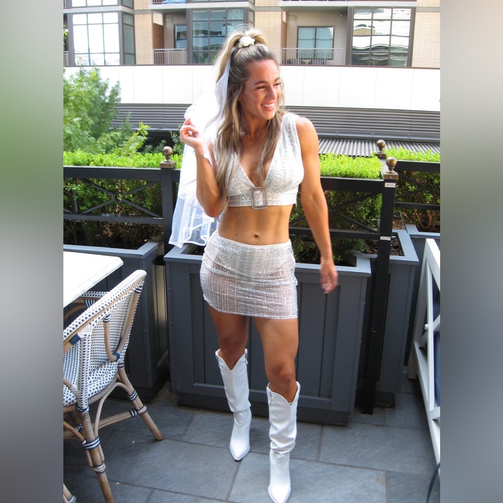 12th Tribe VIOLET WHITE RHINESTONE CROP TOP - Sold-out Size Small